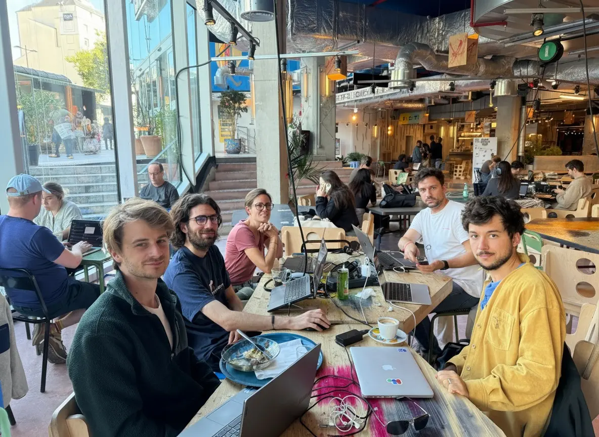 Session CoworkMeet autour d’une grande table dans un lieu parisien