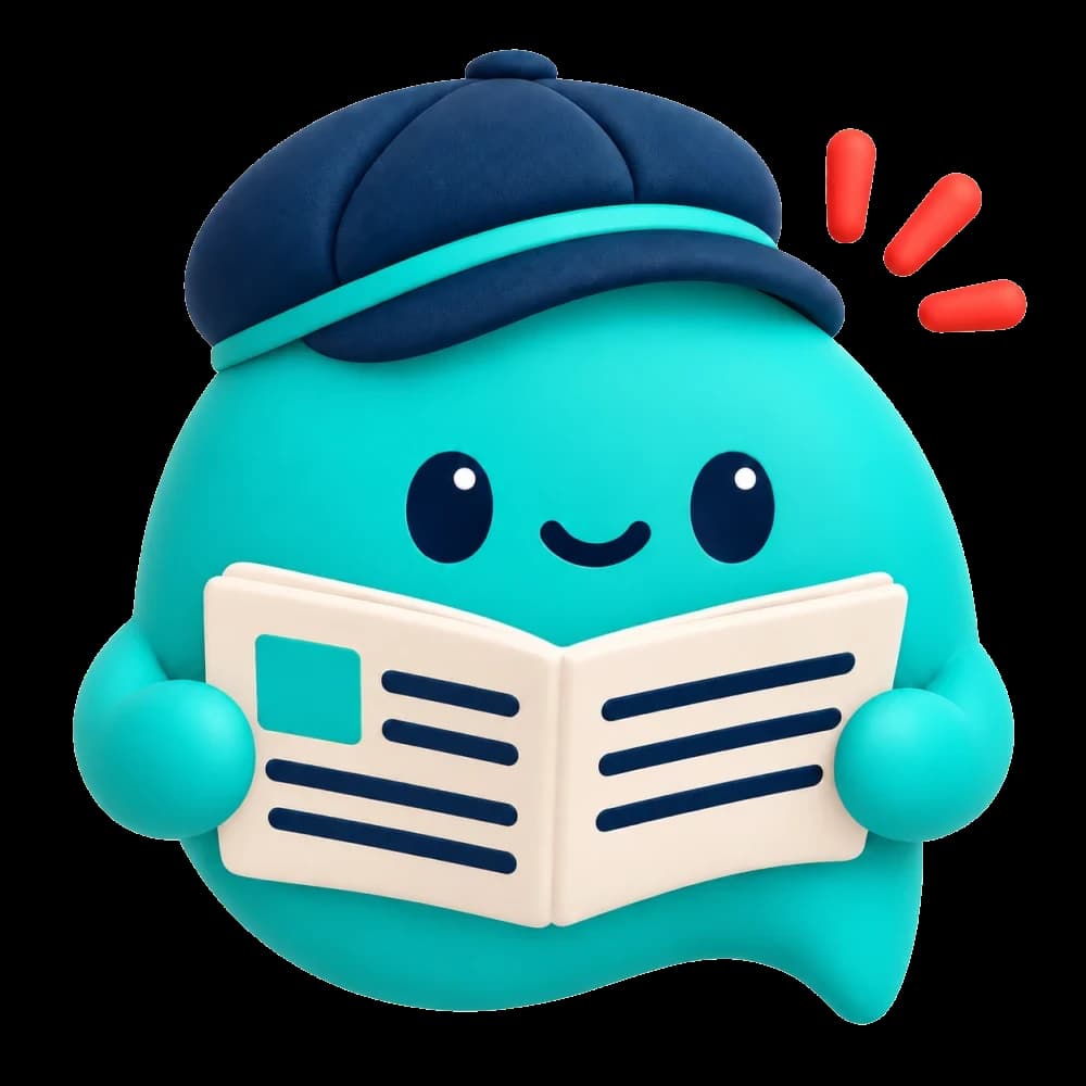 Meety avec un journal et une casquette de journaliste